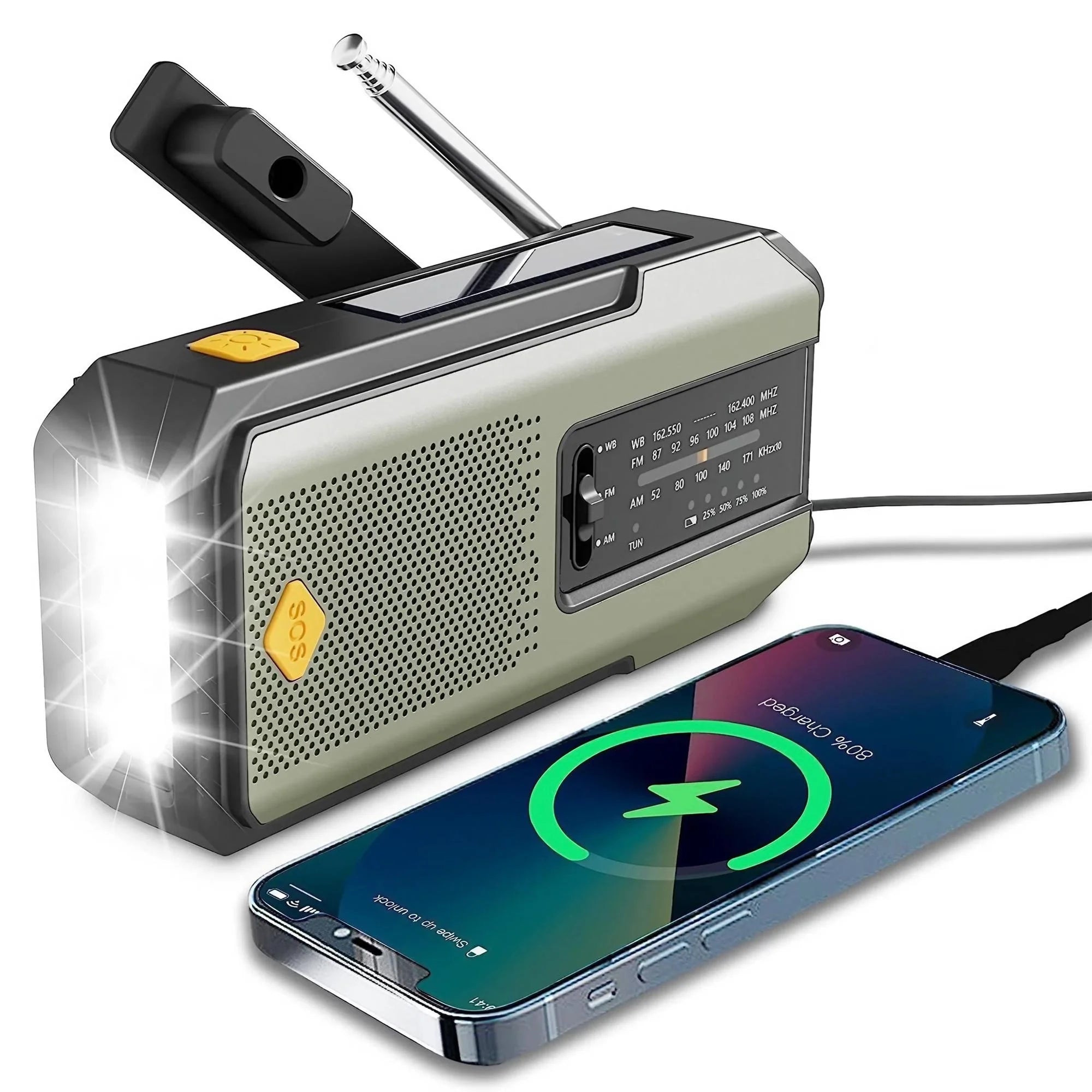 Weather Radio Emergency Multifunctional Hand Crank Solar