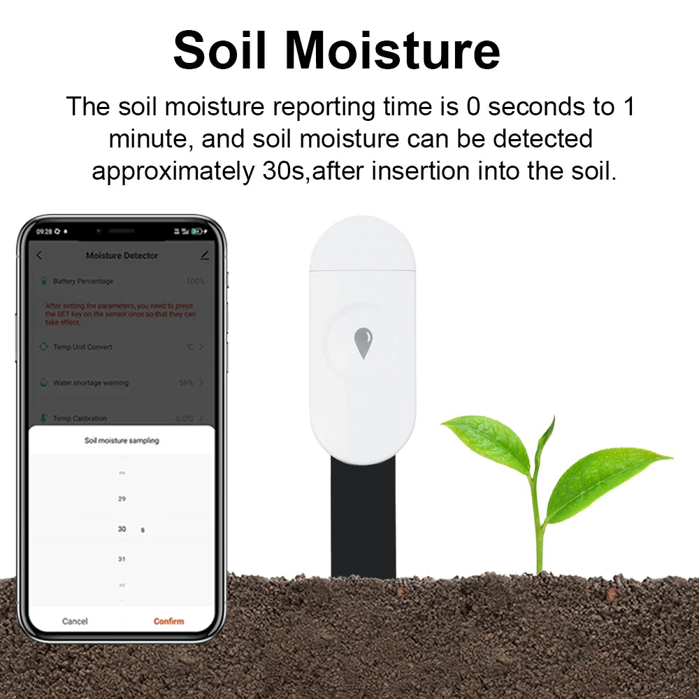 Temperature Humidity Moisture Detector Smart Soil Tester Moisture Phone App RealTime Monitor for Home Garden