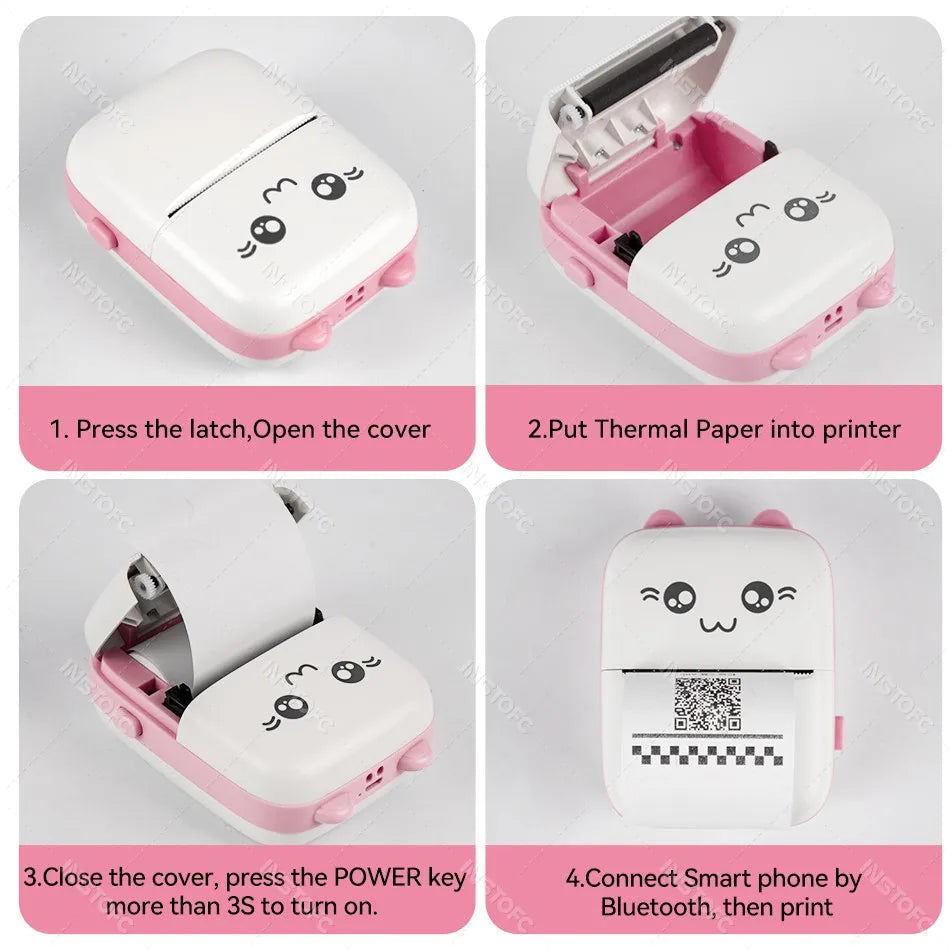 Photo Label Portable Mini Thermal Printer Sticker Memo Tag Printing
