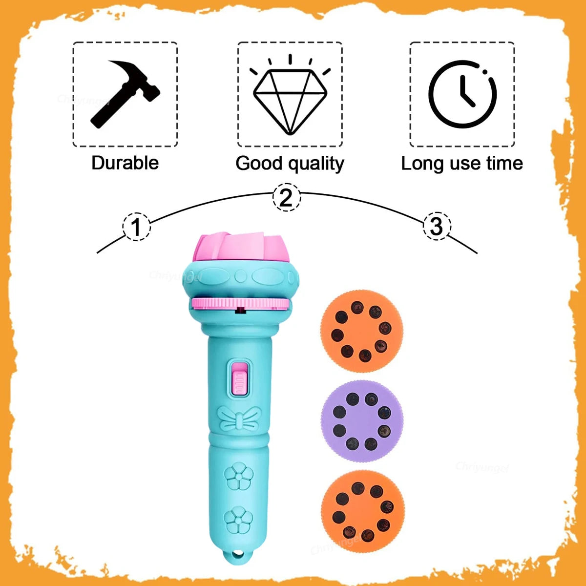 Projector Flashlight for Kids 10 Cards 80 Patterns Bedtime Toys Cartoon Light Educational