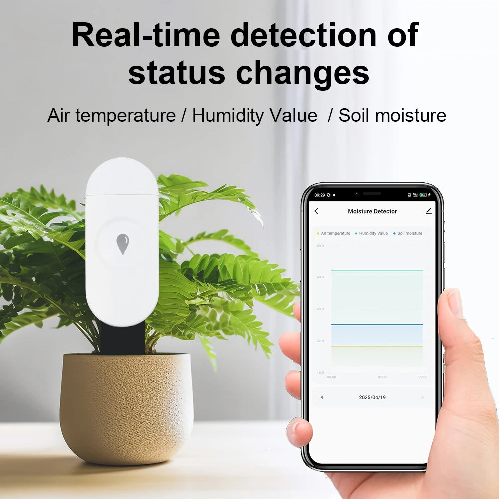 Temperature Humidity Moisture Detector Smart Soil Tester Moisture Phone App RealTime Monitor for Home Garden