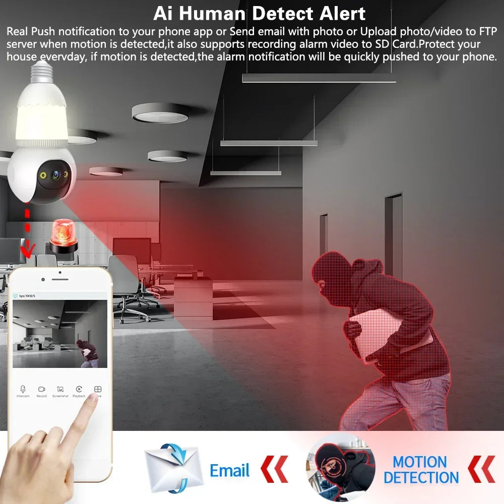 Bulb WiFi Camera Floodlight Automatic Tracking Two-Way Voice Control
