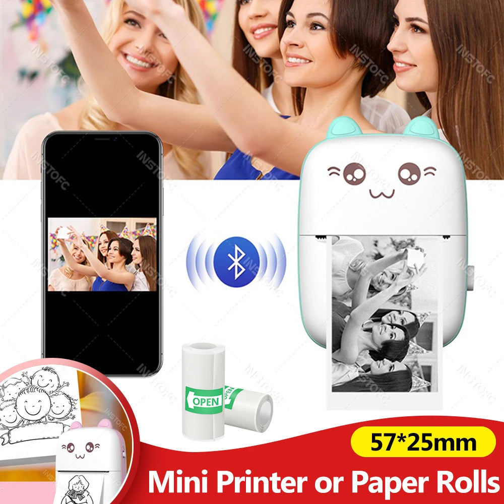 Photo Label Portable Mini Thermal Printer Sticker Memo Tag Printing