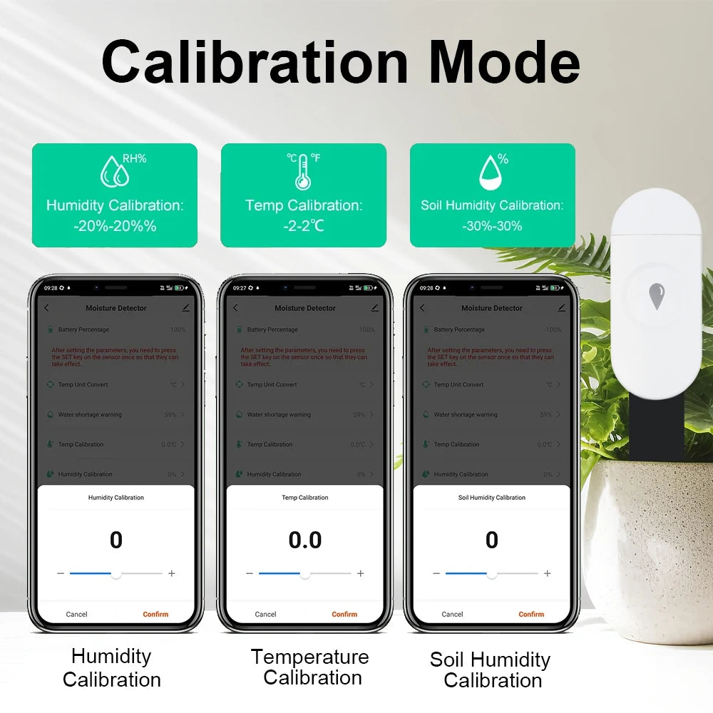 Temperature Humidity Moisture Detector Smart Soil Tester Moisture Phone App RealTime Monitor for Home Garden