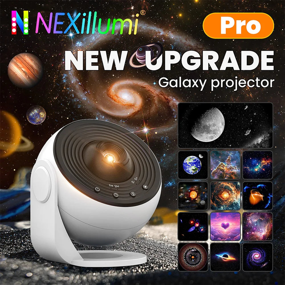 Planetarium Galaxy Star Projector Pro Version, 360° Rotation with Speed Change, HD Image LED Light for Room Ceiling