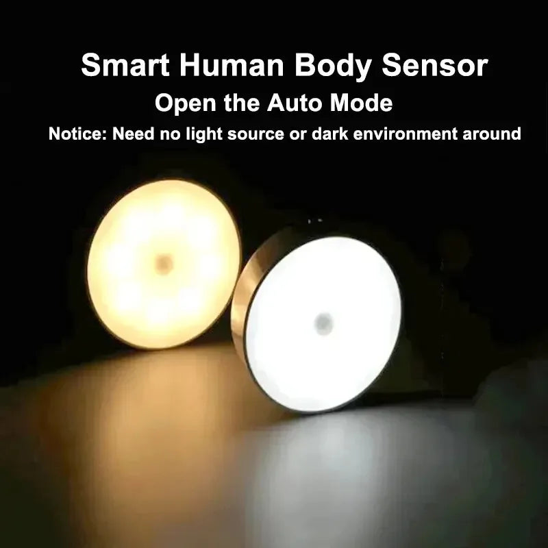Smart Cabinet Lights with Human Body Sensor Emergency Automatic Lighting USB Rechargeable Wireless Magnetic Suction