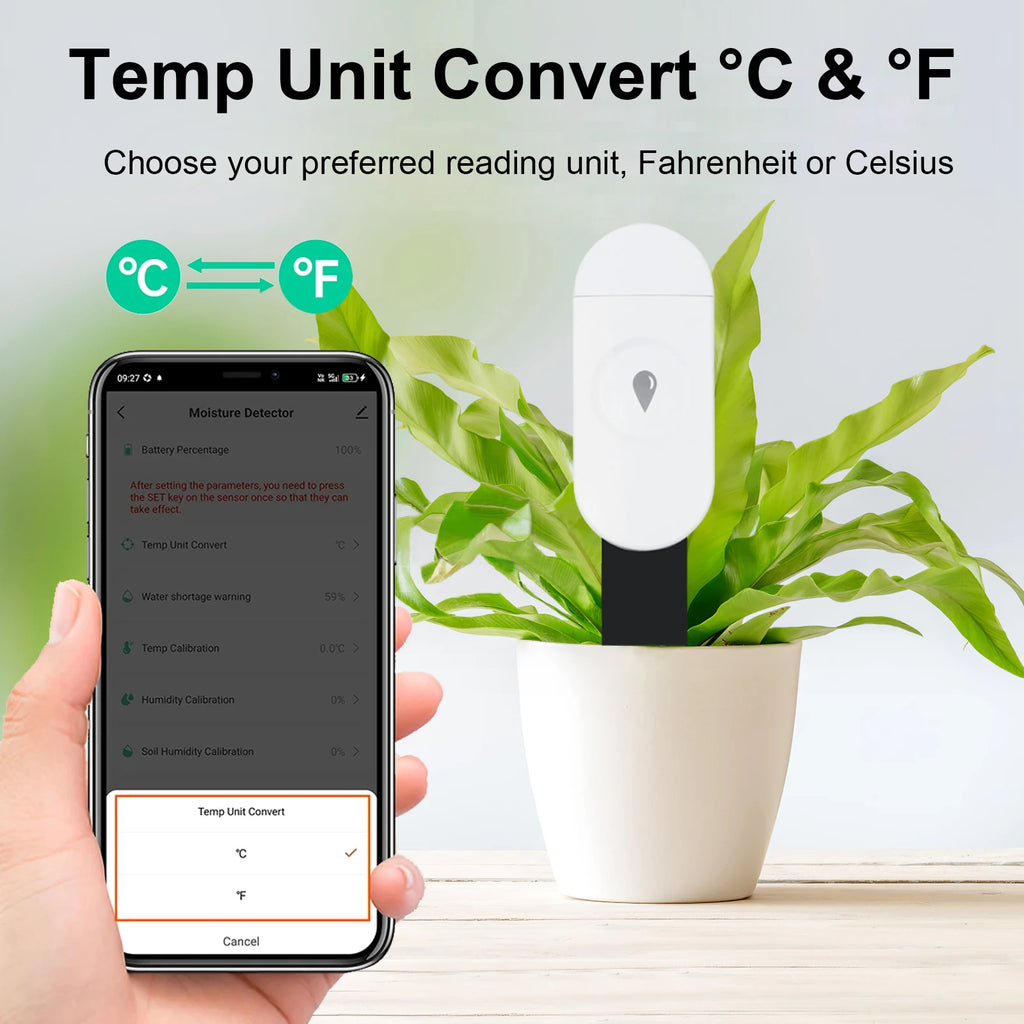Temperature Humidity Moisture Detector Smart Soil Tester Moisture Phone App RealTime Monitor for Home Garden