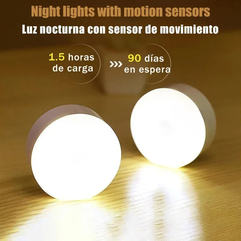Smart Cabinet Lights with Human Body Sensor Emergency Automatic Lighting USB Rechargeable Wireless Magnetic Suction