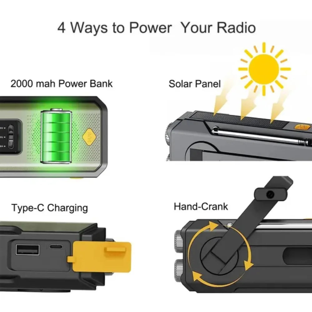 Weather Radio Emergency Multifunctional Hand Crank Solar