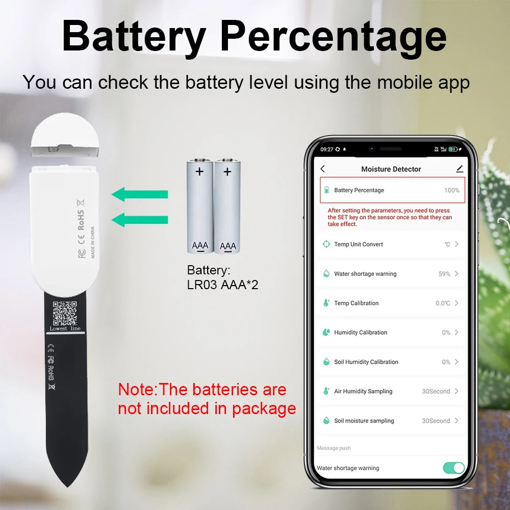 Temperature Humidity Moisture Detector Smart Soil Tester Moisture Phone App RealTime Monitor for Home Garden