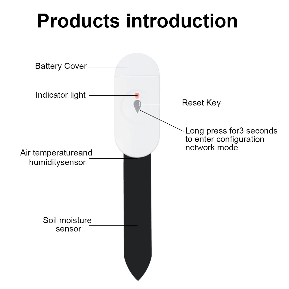 Temperature Humidity Moisture Detector Smart Soil Tester Moisture Phone App RealTime Monitor for Home Garden